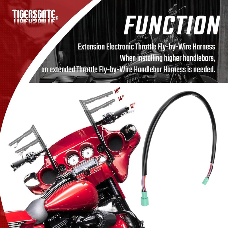 TIGERSGATE 18-Inches TBW Electronic Throttle Fly by Wire Handlebar Harness for 2008-2015 Harley Touring Models - Image 4